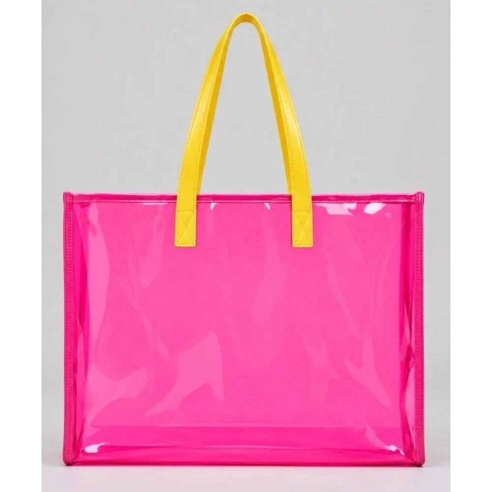 Premium Large Capacity Transparent 15x18 Clear Pink Tote Bag Shoulder Handbag